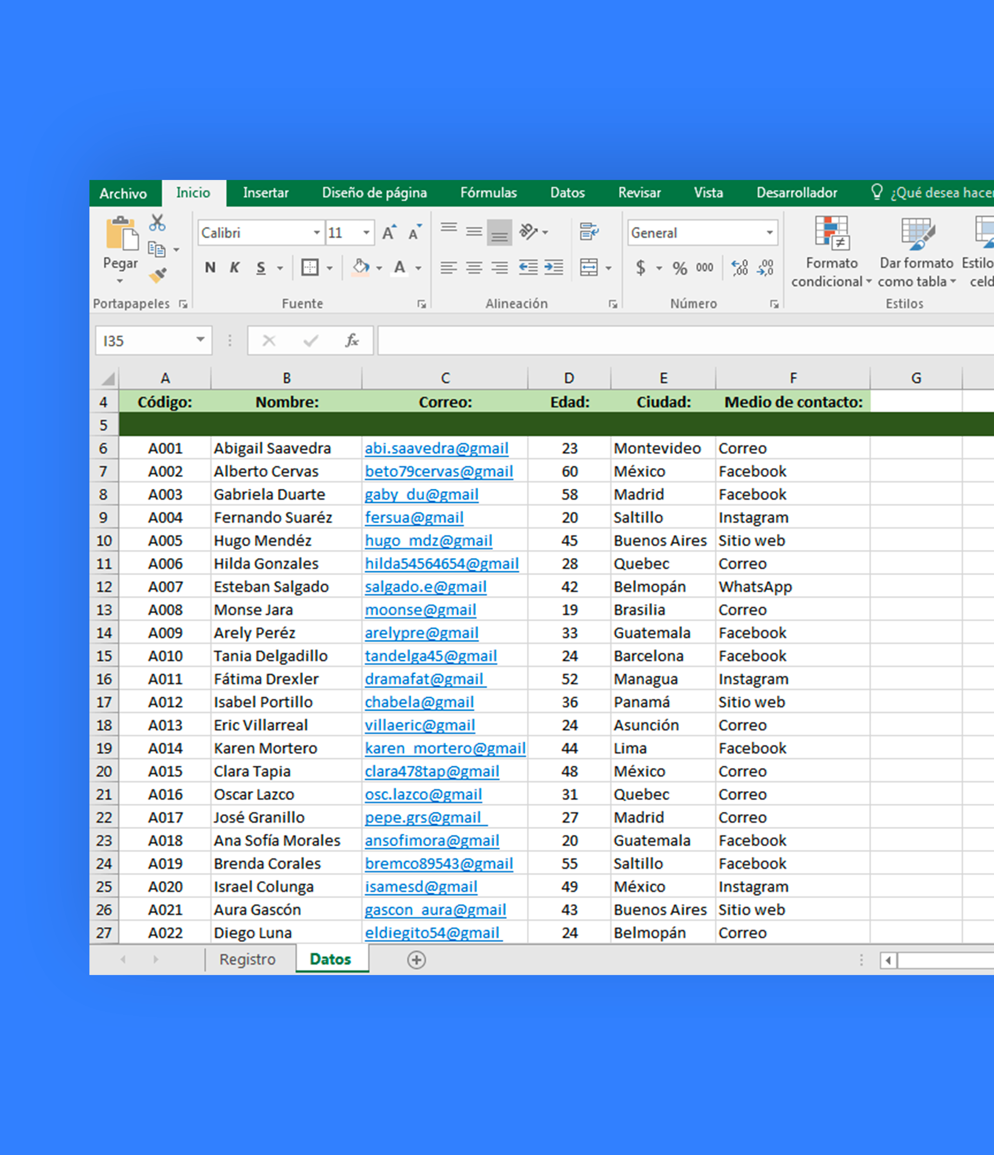 Proceso anterior en Excel