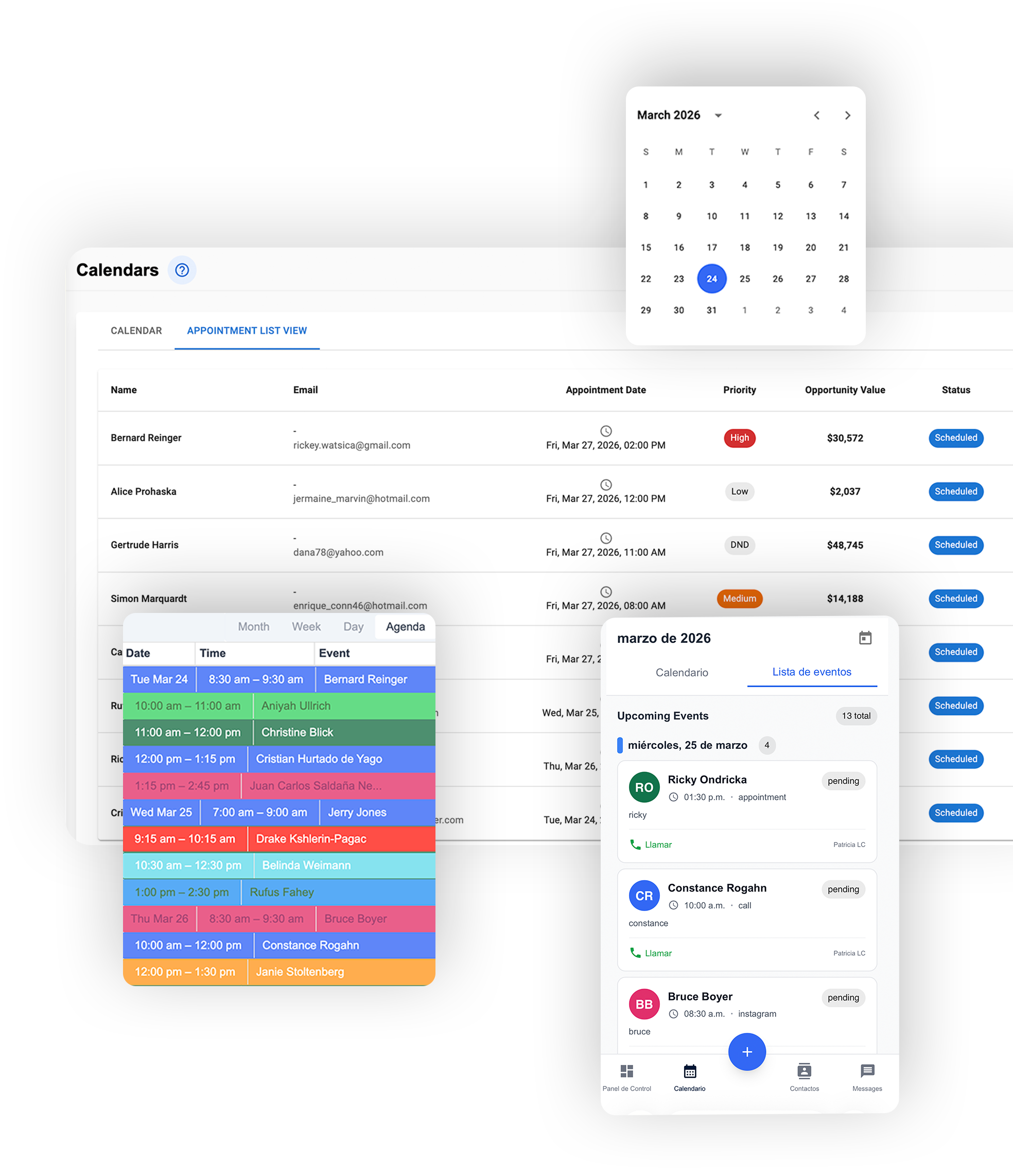 Dashboard Calendario
